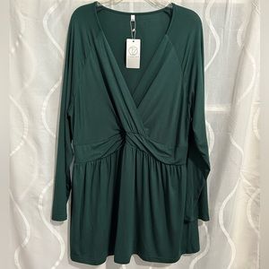 Tianzhu Dark Green Blouse, Size 3XL